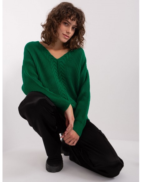 Tamsiai žalias Megztinis